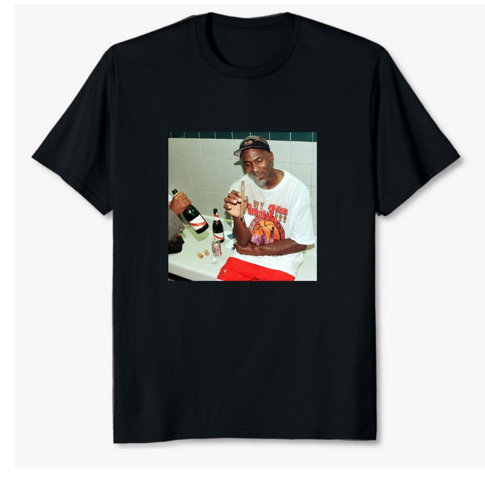 MICHAEL JORDAN WITH CIGAR 3PEAT SHIRT